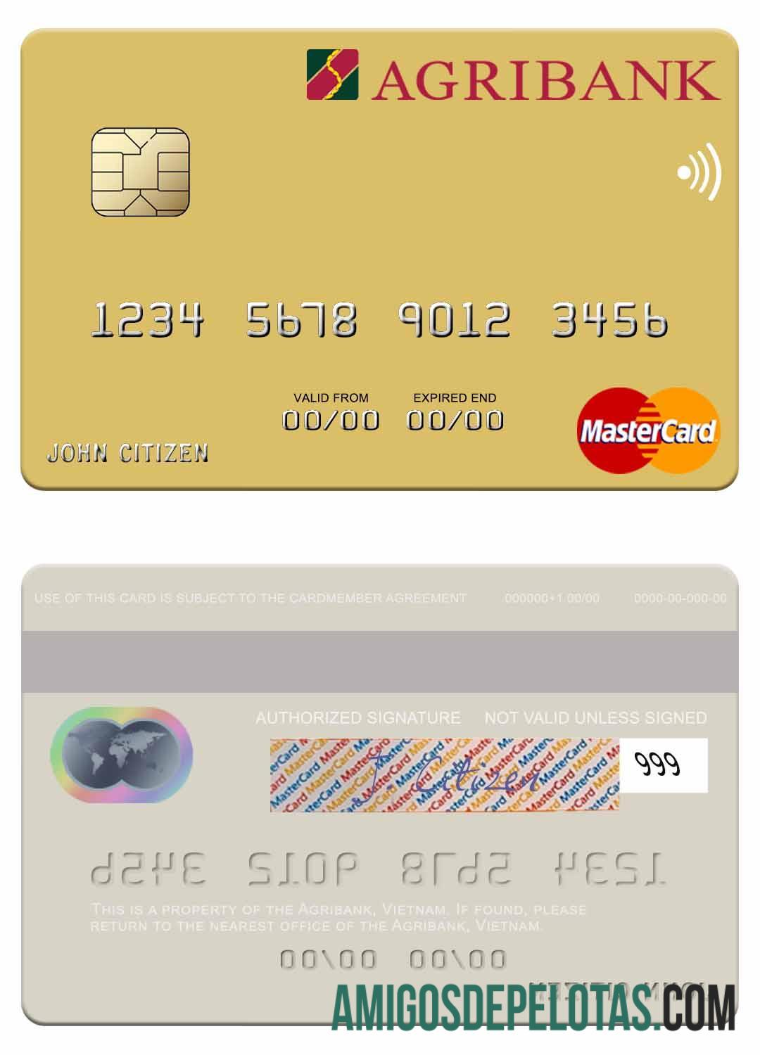 Cartão Agribank Mastercard do Vietnã baixar para verificação